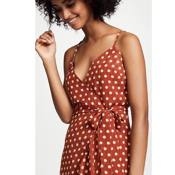 NWT J.O.A. Polka Dot Dress in Mahogany size S - Picture 4 of 8